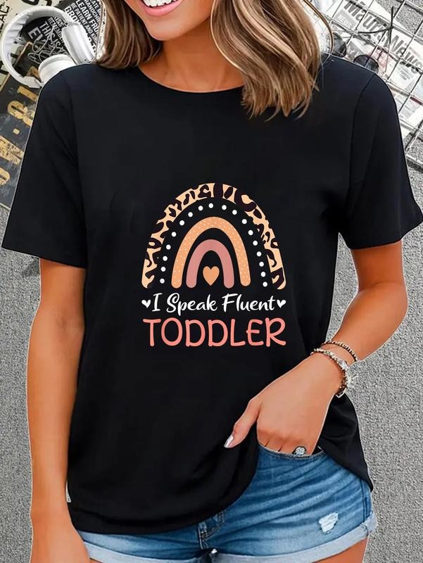 cotton I Speak Fluent Toddler Daycare Provider Teacher Rainbow T-Shirt casual Fashion graphic tees women Hoodie, Sweatshirt