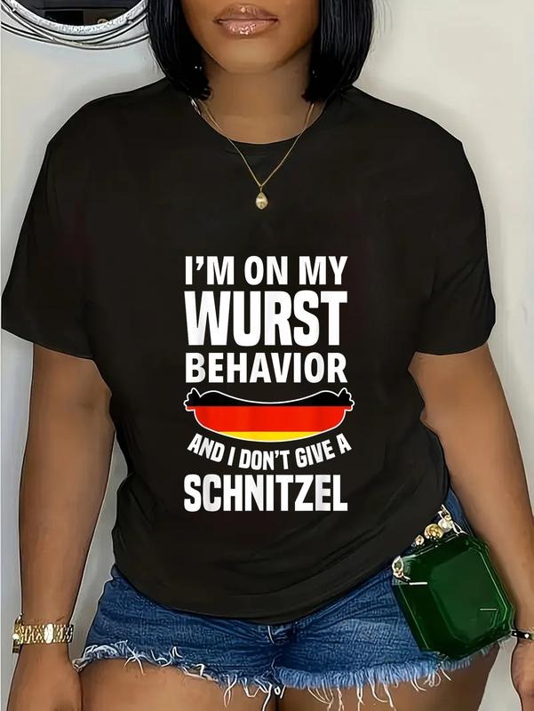 cotton I am on my sausage behaviour I give no schnitzel T-Shirt casual Fashion graphic tees for women Hoodie, Sweatshirt