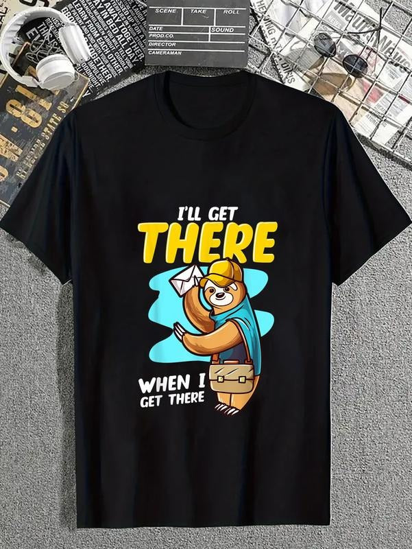 cotton I'll Get There When I Get There Sloth Postal Worker T-Shirt casual Fashion graphic tees for women Hoodie, Sweatshirt