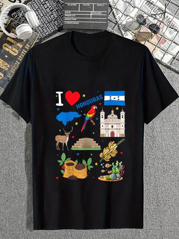cotton I love Honduras. Hand drawn Honduran Landmarks, flag and map T-Shirt casual Fashion graphic tees for women Hoodie,...