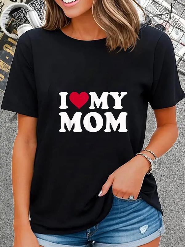 cotton I love my mom T-Shirt casual Fashion graphic tees women Hoodie, Sweatshirt | UrbanDripWear.com