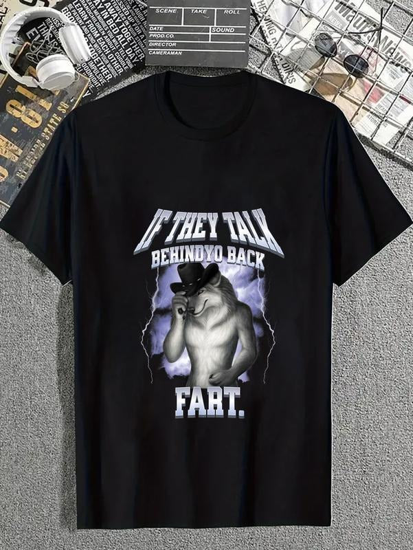 cotton If they talk behind yo back fart Shirt Funny Wolf Meme T-Shirt casual Fashion graphic tees for women Hoodie,...