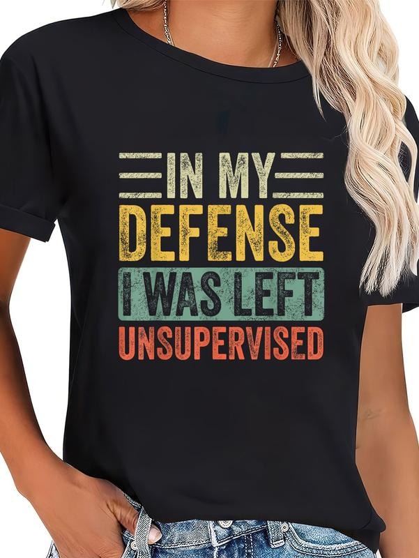 cotton In My Defense I Was Left Unsupervised | Funny Retro Vintage T-Shirt casual Fashion graphic tees women Hoodie,...
