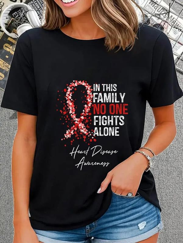 cotton In This Family No One Fights Alone Heart Disease Awareness T-Shirt casual Fashion graphic tees Hoodie, Sweatshirt