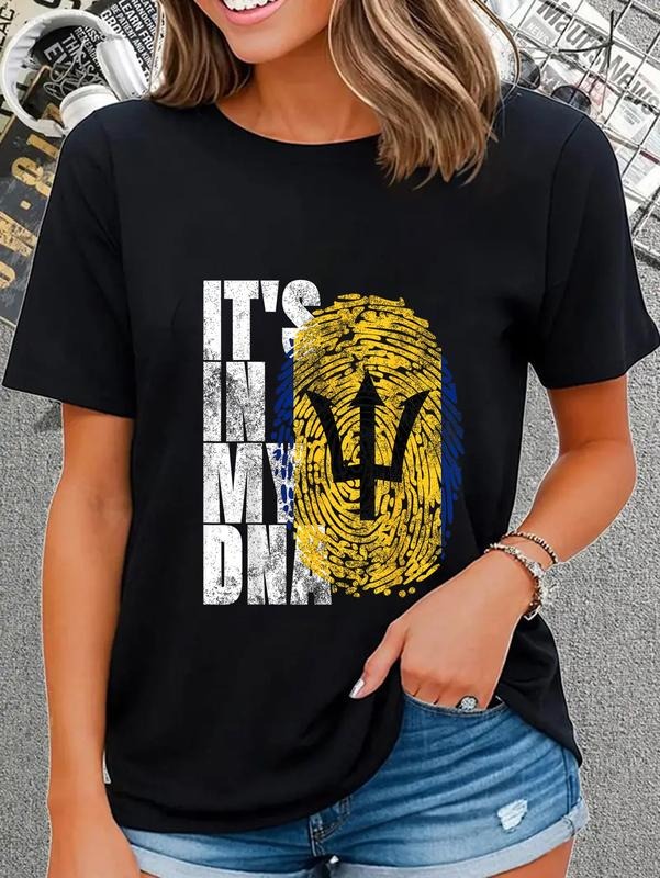 cotton It's In My DNA Barbados Gifts Trident Bajan Barbadian Flag T-Shirt casual Fashion graphic tees for women Hoodie,...