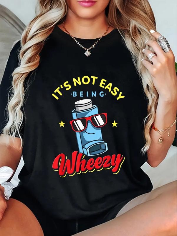 cotton It's Not Easy Being Wheezy Asthma Inhaler Breathing Allergy T-Shirt casual Fashion graphic tees Hoodie, Sweatshirt