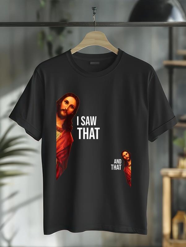 cotton Jesus Meme I Saw That Christian Unisex T-Shirt Black Small casual Fashion graphic tees for women Hoodie, Sweatshirt