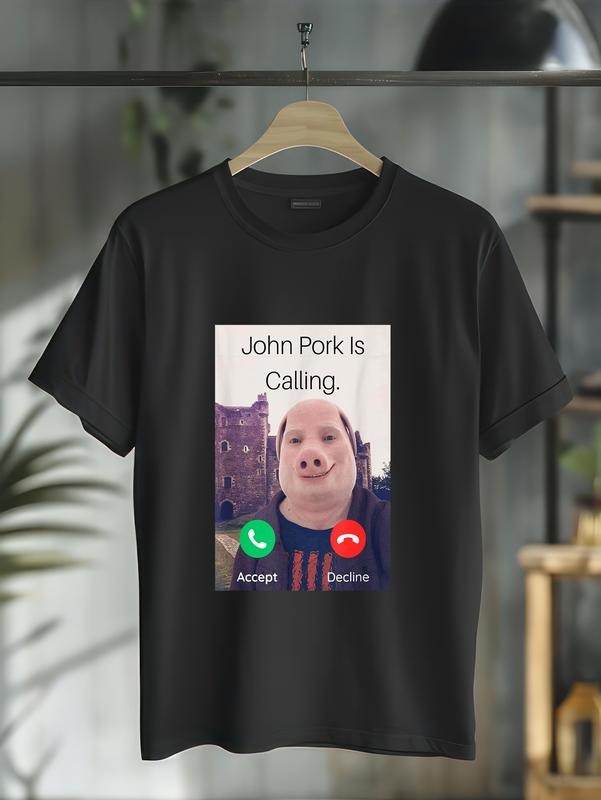cotton John Pork Is Calling Fuuny Answer Call Phone T-Shirt casual Fashion graphic tees for women Hoodie, Sweatshirt