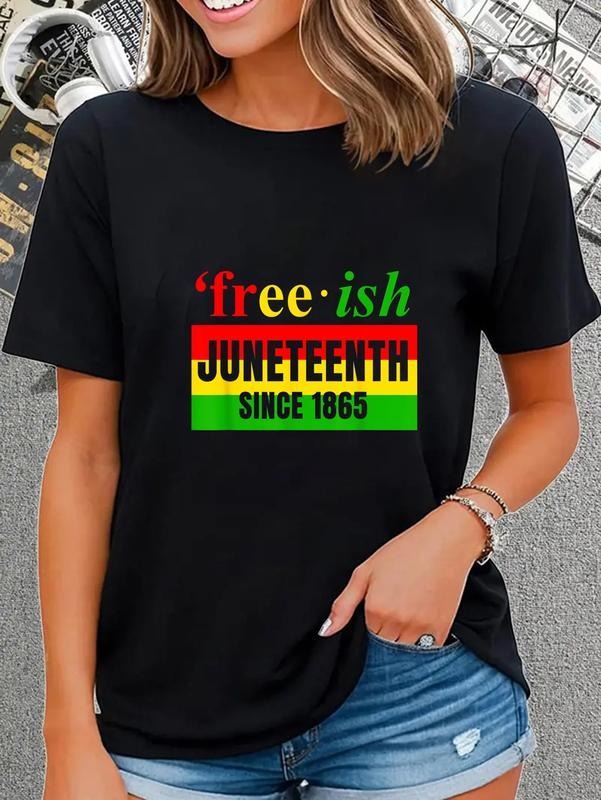 cotton Juneteenth: June 1865 Black History African American Freedom T-Shirt casual Fashion graphic tees for women Hoodie,...