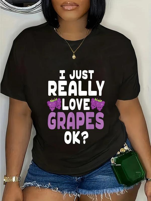 cotton Kawaii Grape for Grape Lovers - Cute I Love Grapes OK T-Shirt casual Fashion graphic tees women Hoodie, Sweatshirt