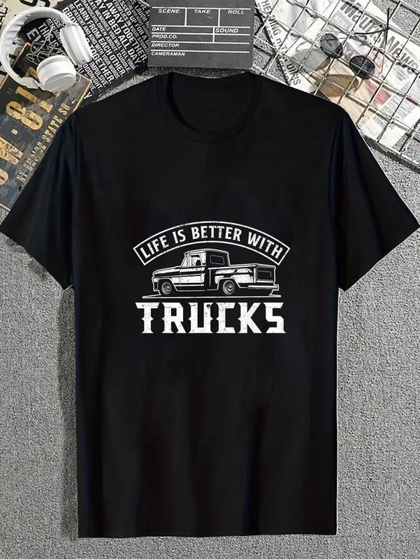 cotton Life Is Better With Trucks Truck Driver Pickup Trucks T-Shirt casual Fashion graphic tees for women Hoodie, Sweatshirt
