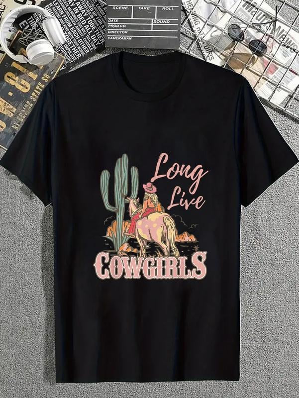 cotton Long Live Howdy Rodeo Western Country Southern Cowgirls T-Shirt casual Fashion graphic tees for women Hoodie,...