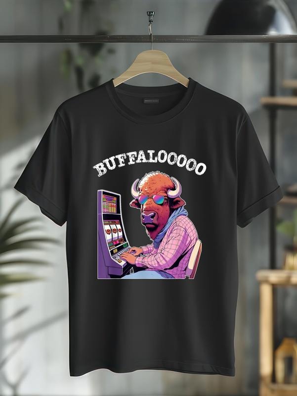 cotton Lucky Buffalo Casino Slot Machine BUFFALOOOOO Gambling T-Shirt casual Fashion graphic tees for women Hoodie,...