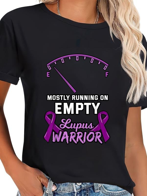 cotton Lupus Warrior Shirt Fuel Gauge Low Energy Purple Ribbon Gift T-Shirt casual Fashion graphic tees Hoodie, Sweatshirt