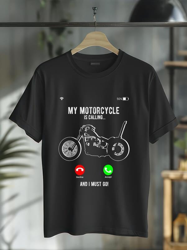 cotton MY Motorcycle IS CALLING... AND I MUST GO! Motorcycle Lover T-Shirt casual Fashion graphic tees for women Hoodie,...