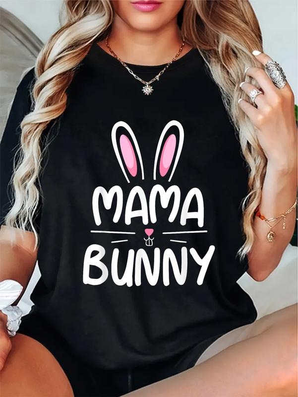 cotton Mama Bunny T-Shirt Matching Family Easter Shirt Mom Gift T-Shirt casual Fashion graphic tees women Hoodie, Sweatshirt