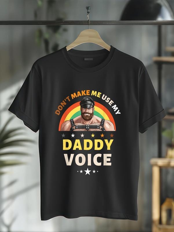 cotton Mens Don't Make Me Use My Daddy Voice Funny Gay Bear Pride T-Shirt casual Fashion graphic tees for women Hoodie,...