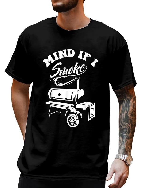 cotton Mind if I Smoke - Funny BBQ Smoker & Grilling T-Shirt T-Shirt casual Fashion graphic tees for women Hoodie, Sweatshirt