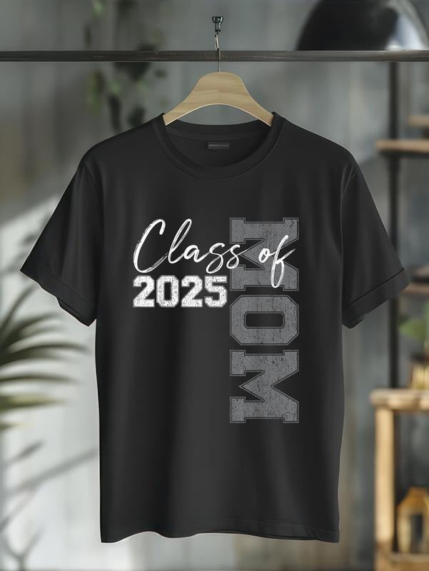 cotton Mom Senior 2025 Proud Mom of a Class of 2025 Graduate Mother T-Shirt casual Fashion graphic tees women Hoodie,...