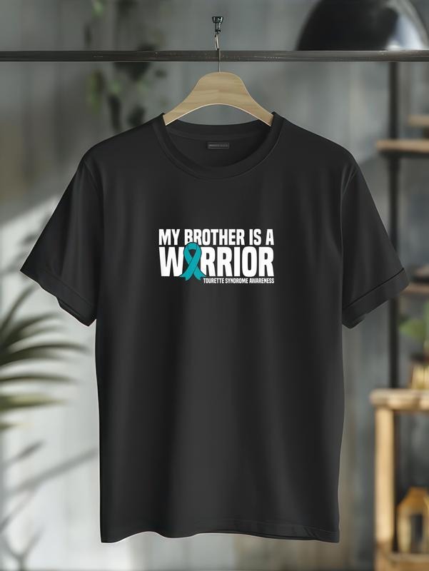 cotton My Brother is a Warrior Tourette Syndrome Awareness T-Shirt casual Fashion graphic tees Hoodie, Sweatshirt