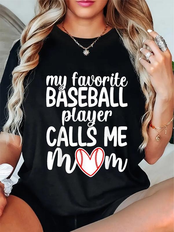 cotton My Favorite Baseball Player Calls Me Mom Shirt Mothers Day T-Shirt casual Fashion graphic tees women Hoodie,...