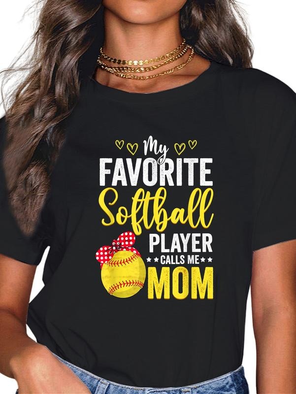 cotton My Favorite Softball Player Calls Me Mom Softball Lover T-Shirt casual Fashion graphic tees women Hoodie, Sweatshirt