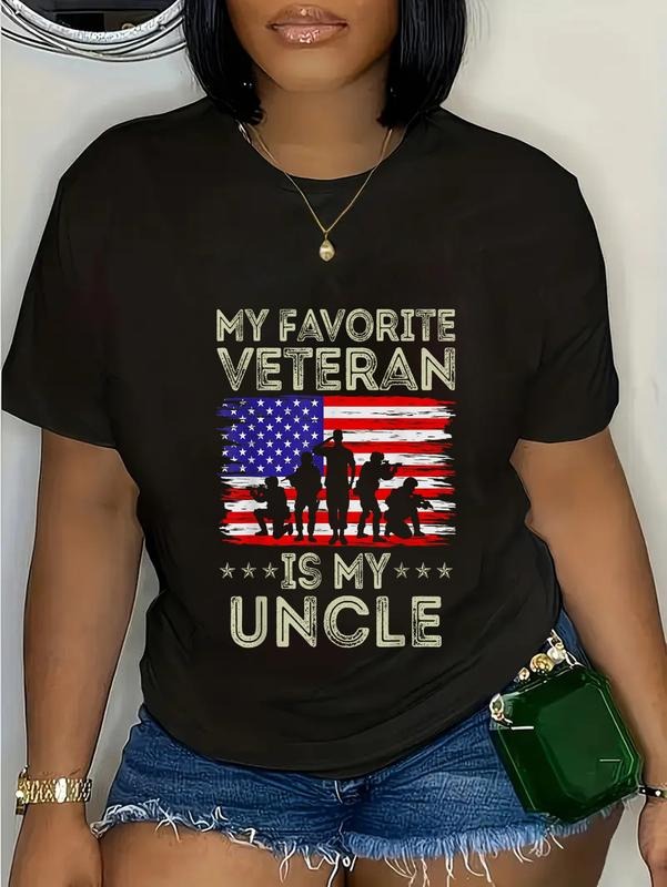 cotton My Favorite Veteran Is My Uncle American Flag Veterans Day T-Shirt casual Fashion graphic tees for women Hoodie,...