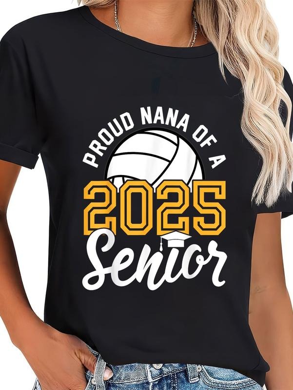 cotton Nana Of A Senior Volleyball Graduation Class of 2025 T-Shirt casual Fashion graphic tees women Hoodie, Sweatshirt