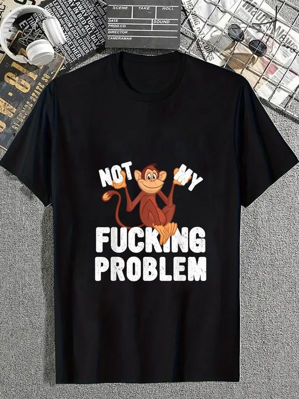 cotton Not My Fucking Problem, Funny Monkey Meme T-Shirt casual Fashion graphic tees for women Hoodie, Sweatshirt