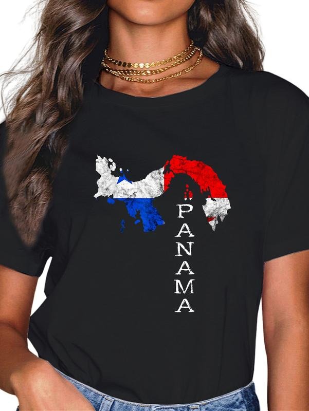 cotton Panama Map Outline Panama Flag Panama Travel T-Shirt casual Fashion graphic tees women Hoodie, Sweatshirt