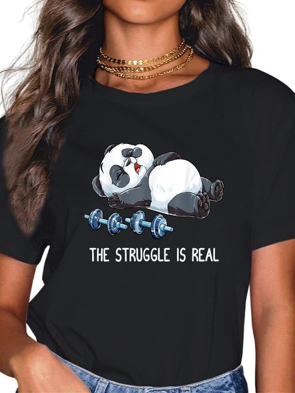 cotton Panda The Struggle Is Real Weightlifting Fitness Gym Funny T-Shirt casual Fashion graphic tees for women Hoodie,...