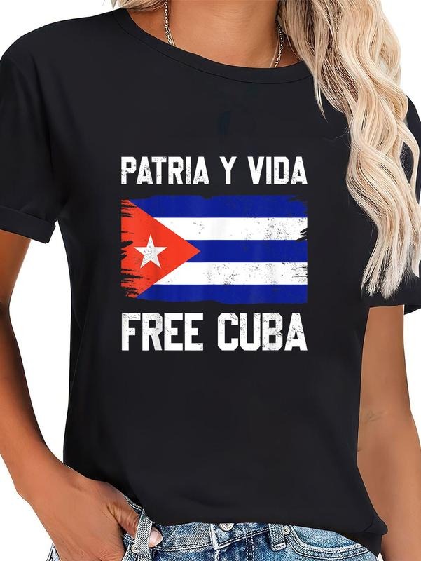 cotton Patria y Vida - Viva Cuba Libre t-shirt Patria y Libertad T-Shirt casual Fashion graphic tees for women Hoodie,...