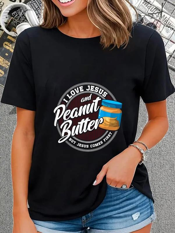 cotton Peanut Butter Lover Love Peanut Butter Christian Religion T-Shirt casual Fashion graphic tees women Hoodie, Sweatshirt