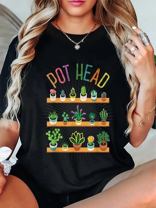cotton Plant Lover and Gardener T-Shirt: Pot Head Succulent T-Shirt casual Fashion graphic tees Hoodie, Sweatshirt