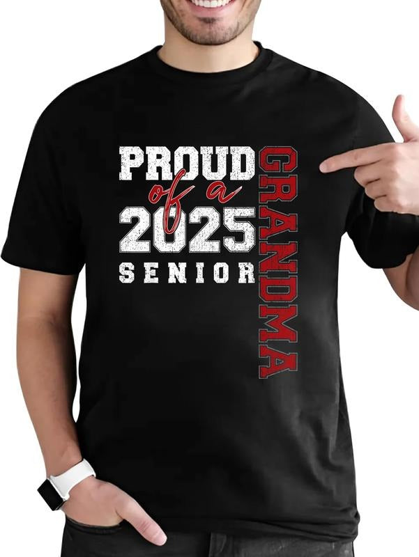 cotton Proud Grandma Of A Class Of 2025 Senior Graduation 25 T-Shirt casual Fashion graphic tees women Hoodie, Sweatshirt