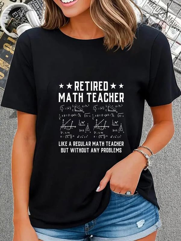 cotton Retired Math Teacher Funny Retirement Problems T-Shirt casual Fashion graphic tees for women Hoodie, Sweatshirt