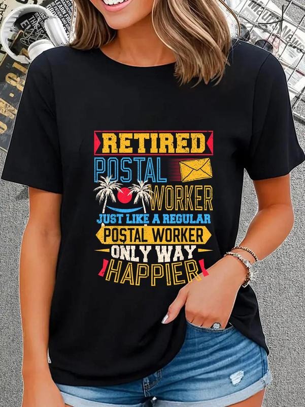 cotton Retired Postal Worker Mailman Retirement T-Shirt casual Fashion graphic tees women Hoodie, Sweatshirt