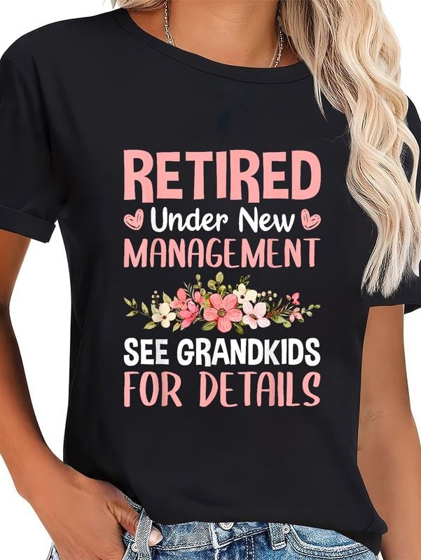 cotton Retired Under New Management See Grandkids Funny Retirement T-Shirt casual Fashion graphic tees for women Hoodie,...
