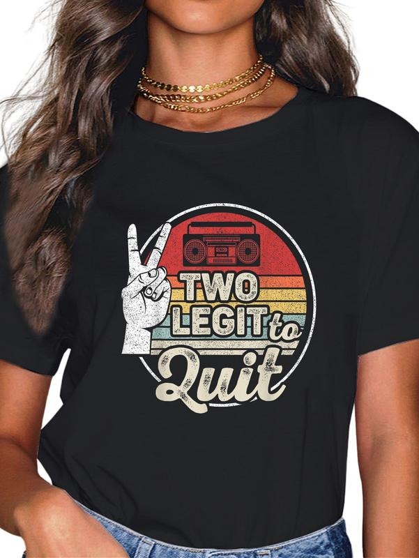 cotton Retro Vintage 2nd Birthday Hip Hop Theme Two Legit To Quit T-Shirt casual Fashion graphic tees women Hoodie,...