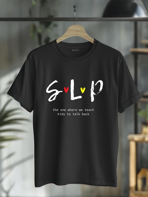 cotton SLP Teacher Shirts Speech Language Pathologist Gift T-Shirt casual Fashion graphic tees women Hoodie, Sweatshirt