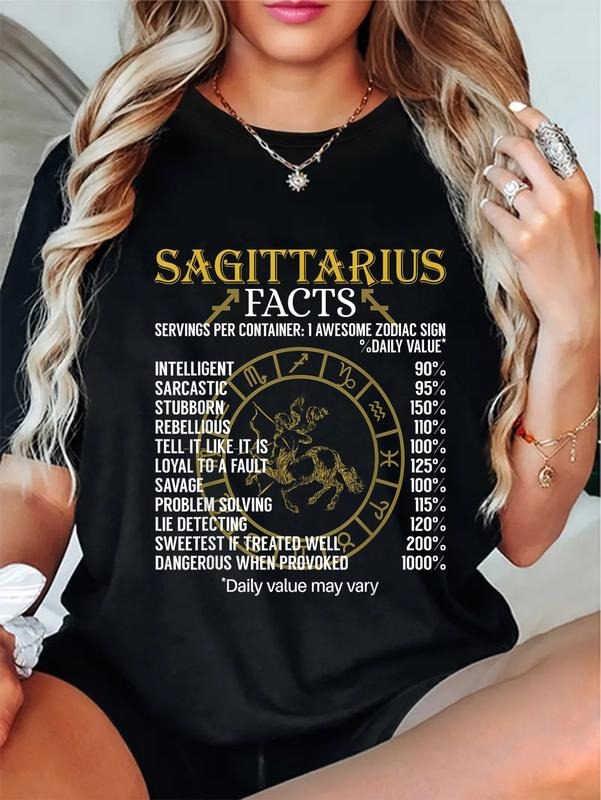 cotton Sagittarius Facts Zodiac Sign T-Shirt T-Shirt casual Fashion graphic tees for women Hoodie, Sweatshirt