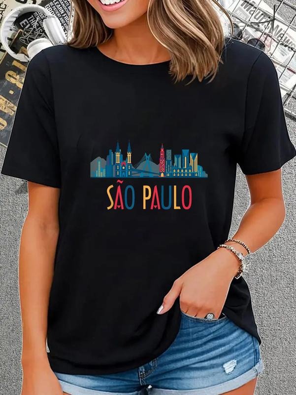 cotton Sao Paulo Brazil Skyline Brazil Souvenir Gift T-Shirt casual Fashion graphic tees Hoodie, Sweatshirt