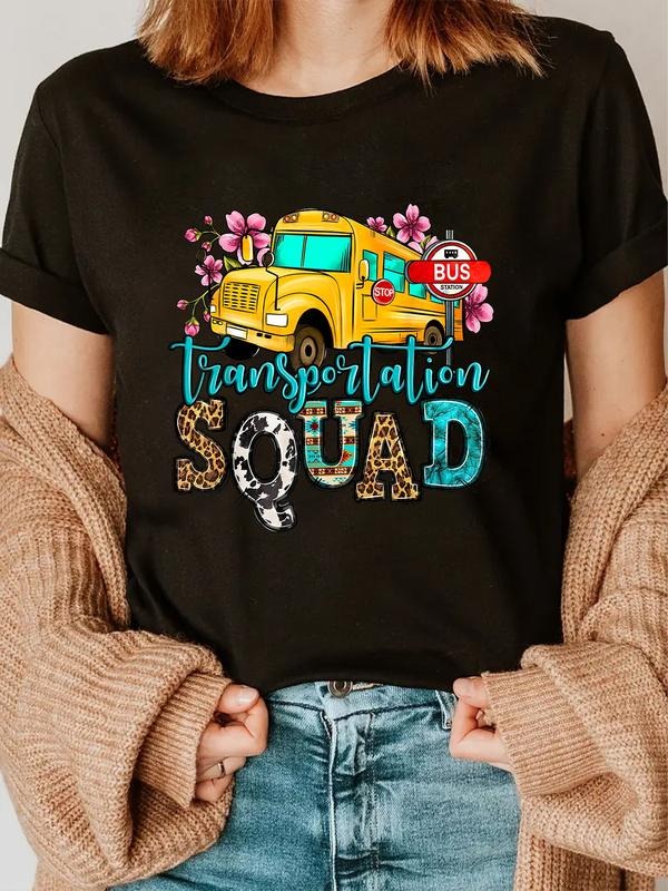 cotton School Bus Back To School T-Shirt casual Fashion graphic tees for women Hoodie, Sweatshirt | UrbanDripWear.com