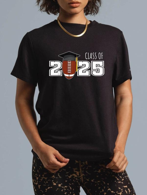 cotton Senior 2025 Football T-Shirt casual Fashion graphic tees for women Hoodie, Sweatshirt | UrbanDripWear.com