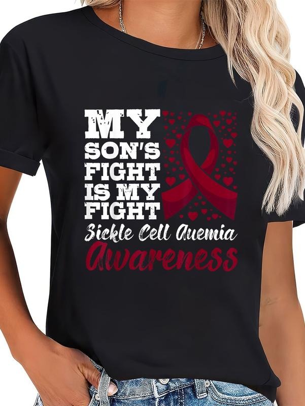 cotton Sickle Cell Anemia SCD Warrior Burgundy Awareness Ribbon T-Shirt casual Fashion graphic tees women Hoodie, Sweatshirt
