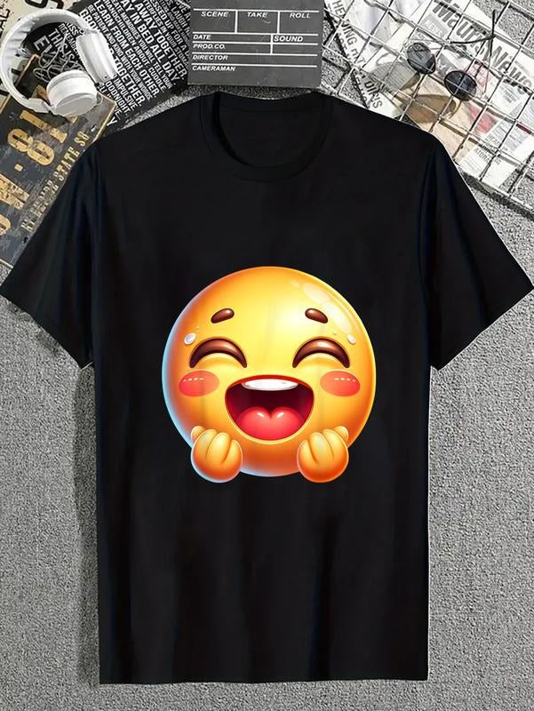 cotton Smiling Excited Happy Cartoon Expression T-Shirt casual Fashion graphic tees for women Hoodie, Sweatshirt