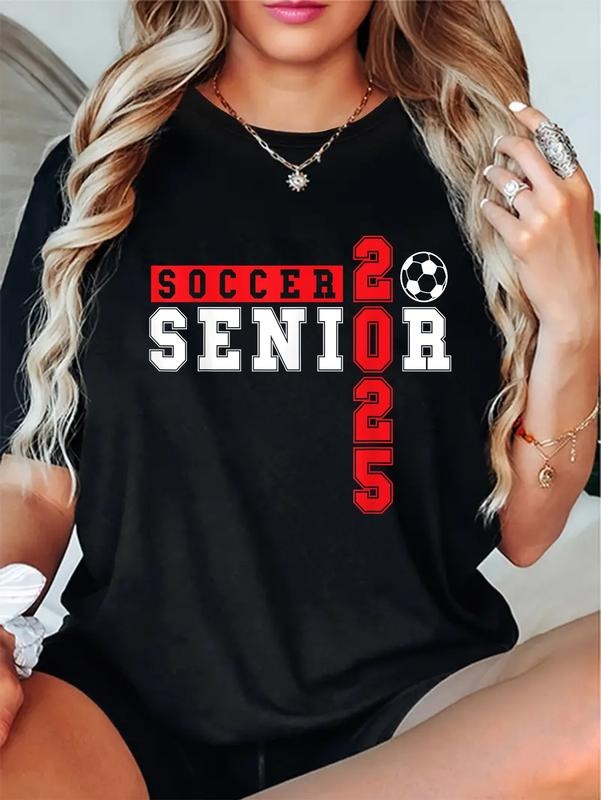 cotton Soccer Senior Night Soccer Senior 2025 Graduation 5 T-Shirt casual Fashion graphic tees women Hoodie, Sweatshirt