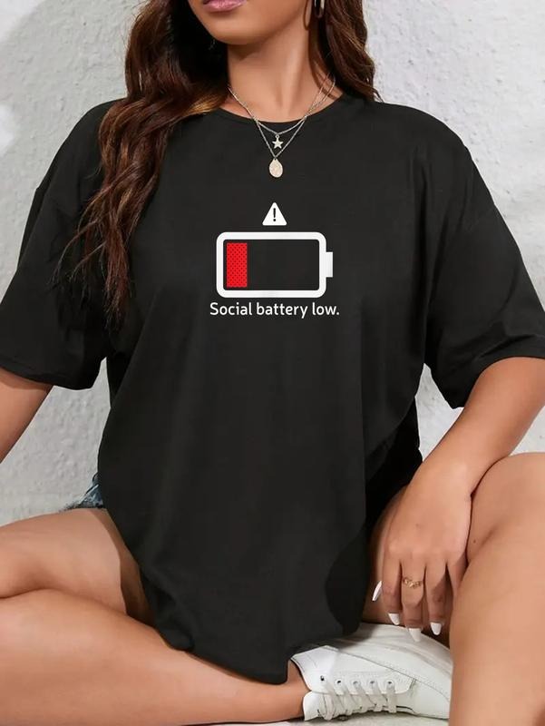 cotton Social battery low funny anti-social introvert t-shirts T-Shirt casual Fashion graphic tees for women Hoodie,...