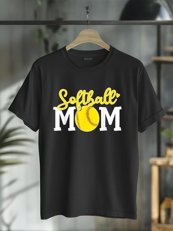 cotton Softball Mom Cute Tshirt For Mother Love Softball T-Shirt casual Fashion graphic tees for women Hoodie, Sweatshirt