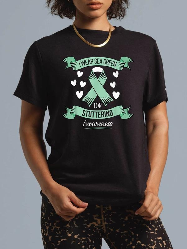 cotton Stuttering Awareness Shirt for Stuttering Awareness Month casual Fashion graphic tees Hoodie, Sweatshirt